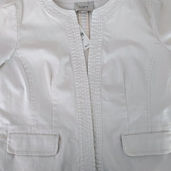 ANN TAYLOR LOFT Women's Bolero Textured Trim Jacket  Size M  Ivory  NWT - Picture 6 of 8